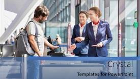  Presentation with scanning - Beautiful slide set featuring mature-man-on-board-scanning backdrop and a teal colored foreground
