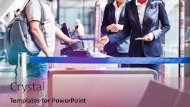  Presentation with ticket - Beautiful theme featuring mature-man-on-board-scanning backdrop and a coral colored foreground