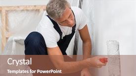  Presentation with flower on wall - PPT theme consisting of mature man on painting background and a tawny brown colored foreground