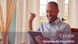  Presentation with working - Presentation theme enhanced with mature-man-or-businessman-working background and a  colored foreground