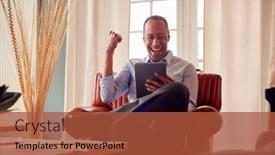  Presentation with home - Slides enhanced with mature-man-or-businessman-working background and a  colored foreground