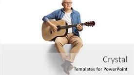  Presentation with acoustic - Slides with mature-man-playing-an-acoustic background and a white colored foreground