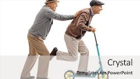  Presentation with shot - PPT theme having mature man pushing another background and a light gray colored foreground