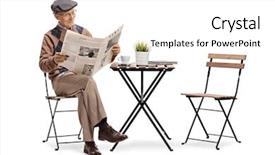 Presentation with reading and math - PPT theme with mature man reading a newspaper background and a white colored foreground