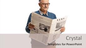  Presentation with newspaper - Slide set having mature-man-reading-a-newspaper background and a light gray colored foreground