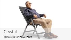  Presentation with white sea urchin - Presentation design enhanced with mature-man-resting-seated background and a white colored foreground