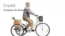  Presentation with fruits - Slides having mature-man-riding-a-crate background and a white colored foreground