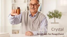  Presentation with bottle - Slide set enhanced with mature-man-sitting-at-home background and a lemonade colored foreground