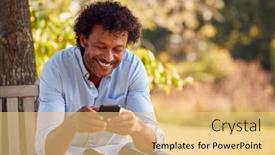  Presentation with man sitting bench - Slide deck having mature-man-sitting-on-bench background and a  colored foreground