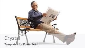  Presentation with man sitting bench - Presentation theme enhanced with mature-man-sitting-on-bench background and a white colored foreground