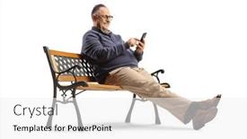  Presentation with man sitting bench - Slides featuring mature-man-sitting background and a white colored foreground