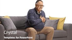  Presentation with symptoms - Theme featuring mature-man-sitting background and a dark gray colored foreground