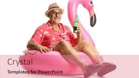  Presentation with beer bottle - Presentation with mature-man-sitting and a coral colored foreground