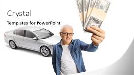  Presentation with silver - Colorful PPT theme enhanced with mature-man-standing-in-front backdrop and a white colored foreground