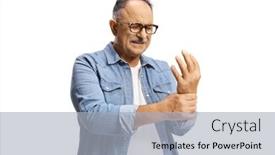  Presentation with arthritis - Slide deck having mature-man-suffering-from-arthritis background and a light gray colored foreground