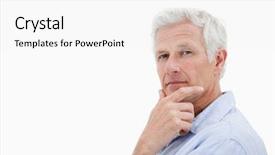  Presentation with thinking - Slide deck featuring mature man thinking background and a white colored foreground