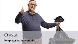  Presentation with plastic bag - Slide deck consisting of mature-man-throwing-a-plastic background and a light gray colored foreground