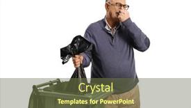  Presentation with bin - Slide set enhanced with mature-man-throwing-a-smelly background and a  colored foreground