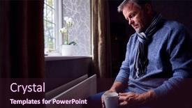  Presentation with energy crisis - PPT theme featuring mature-man-trying-to-keep background and a wine colored foreground