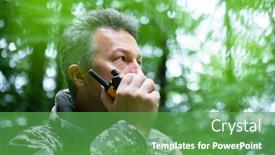  Presentation with mountain hiking - Audience pleasing slide set consisting of mature-man-walking-and-hiking backdrop and a ocean colored foreground