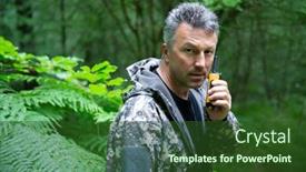 Presentation with mountain hiking - Cool new theme with mature-man-walking-and-hiking backdrop and a tawny brown colored foreground