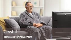  Presentation with gray - PPT layouts enhanced with mature-man-wearing-a-bathrobe background and a gray colored foreground
