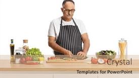  Presentation with apron - Theme enhanced with mature-man-wearing-an-apron background and a  colored foreground