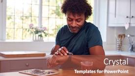  Presentation with fitness clothing - Beautiful theme featuring mature-man-wearing-fitness-clothing backdrop and a red colored foreground