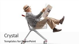  Presentation with newspaper - Cool new presentation theme with mature man with a newspaper backdrop and a  colored foreground