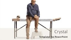  Presentation with knee - Presentation theme with mature-man-with-a-painful and a  colored foreground