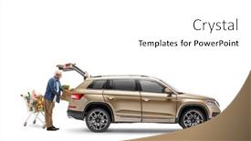  Presentation with groceries cart - Audience pleasing presentation theme consisting of mature-man-with-a-shopping backdrop and a white colored foreground