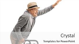  Presentation with walker - Audience pleasing slide set consisting of mature man with a walker backdrop and a white colored foreground