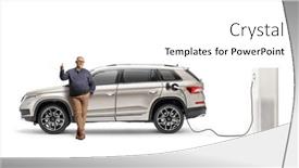  Presentation with electric charging - Slides consisting of mature-man-with-an-electric background and a  colored foreground