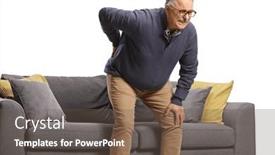 Presentation with back pain - Presentation theme featuring mature-man-with-back-pain background and a tawny brown colored foreground