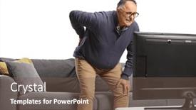  Presentation with back pain - Presentation having mature-man-with-back-pain background and a violet colored foreground