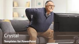  Presentation with back pain - Presentation design with mature-man-with-back-pain background and a tawny brown colored foreground