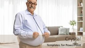  Presentation with living room - PPT layouts featuring mature-man-with-big-belly background and a coral colored foreground