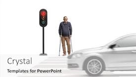  Presentation with waiting - Slide set with mature-man-with-crutches-waiting background and a white colored foreground