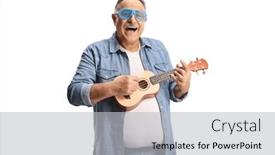  Presentation with ukulele - Presentation enhanced with mature-man-with-funny-glasses background and a light gray colored foreground