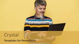  Presentation with grey - Presentation theme featuring mature-man-with-grey-beard background and a  colored foreground