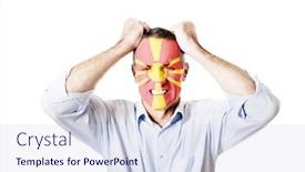  Presentation with macedonia - Cool new PPT theme with mature-man-with-macedonia-flag backdrop and a sky blue colored foreground