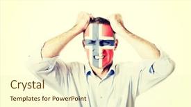  Presentation with norway - PPT theme featuring mature man with norway flag background and a  colored foreground
