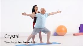  Presentation with personal - Cool new slides with mature man with personal yoga backdrop and a lemonade colored foreground