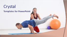  Presentation with personal - Slide set consisting of mature man with personal yoga background and a sky blue colored foreground