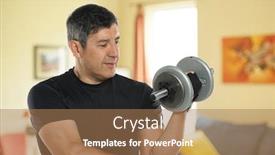  Presentation with home - PPT theme enhanced with mature-man-workingout-at-home background and a coral colored foreground