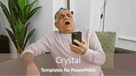  Presentation with living room - Theme having mature-man-yawning-with-smartphone and a coral colored foreground