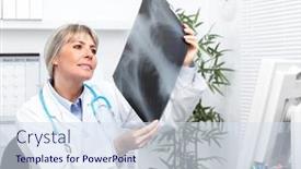  Presentation with medical - Slide deck featuring mature-medical-doctor-woman-over background and a sky blue colored foreground