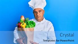  Presentation with attitude - PPT theme featuring mature-middle-east-man-professional background and a light blue colored foreground