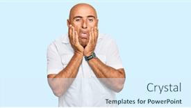  Presentation with sadness - Presentation design having mature-middle-east-man background and a sky blue colored foreground