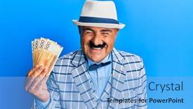  Presentation with middle east - Amazing PPT theme having mature-middle-east-man backdrop and a light blue colored foreground